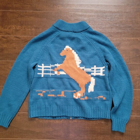 Anthropologie Tiny Horse Knit Zip Front Cardigan Womens S Western Equestrian - Picture 4 of 10